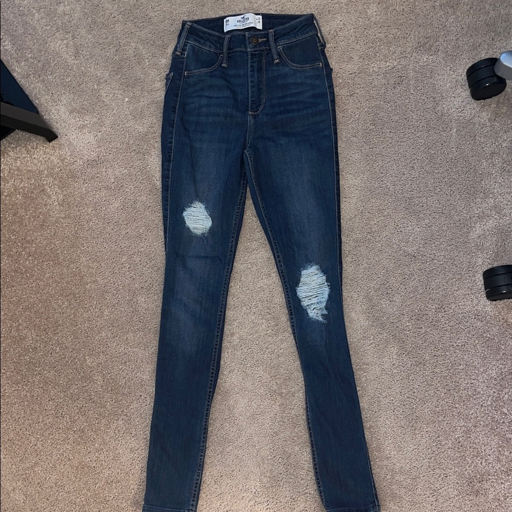 Hollister Dark Blue Distressed Skinny Jeans